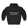 Full-Zip Hoodie “Nobody’s Perfect” — Vintage Style Zip-Up Sweatshirt