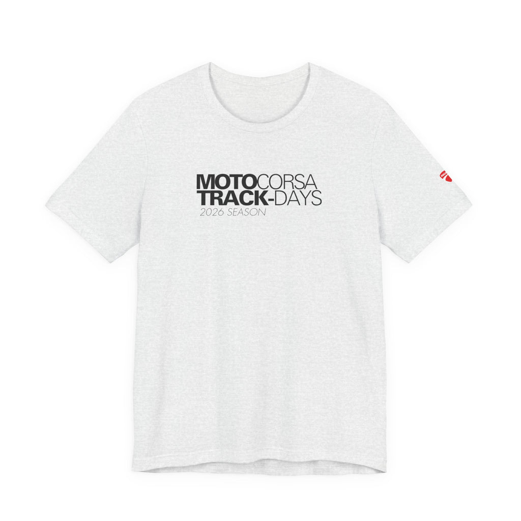 2026 MotoCorsa Track Days Tee — Black Lettering