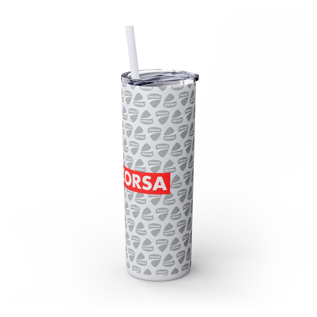 Skinny 20oz Tumbler with Straw — MotoCore Logo Pattern