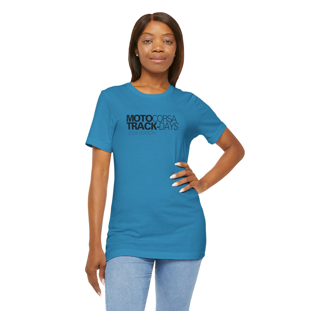 2026 MotoCorsa Track Days Tee — Black Lettering