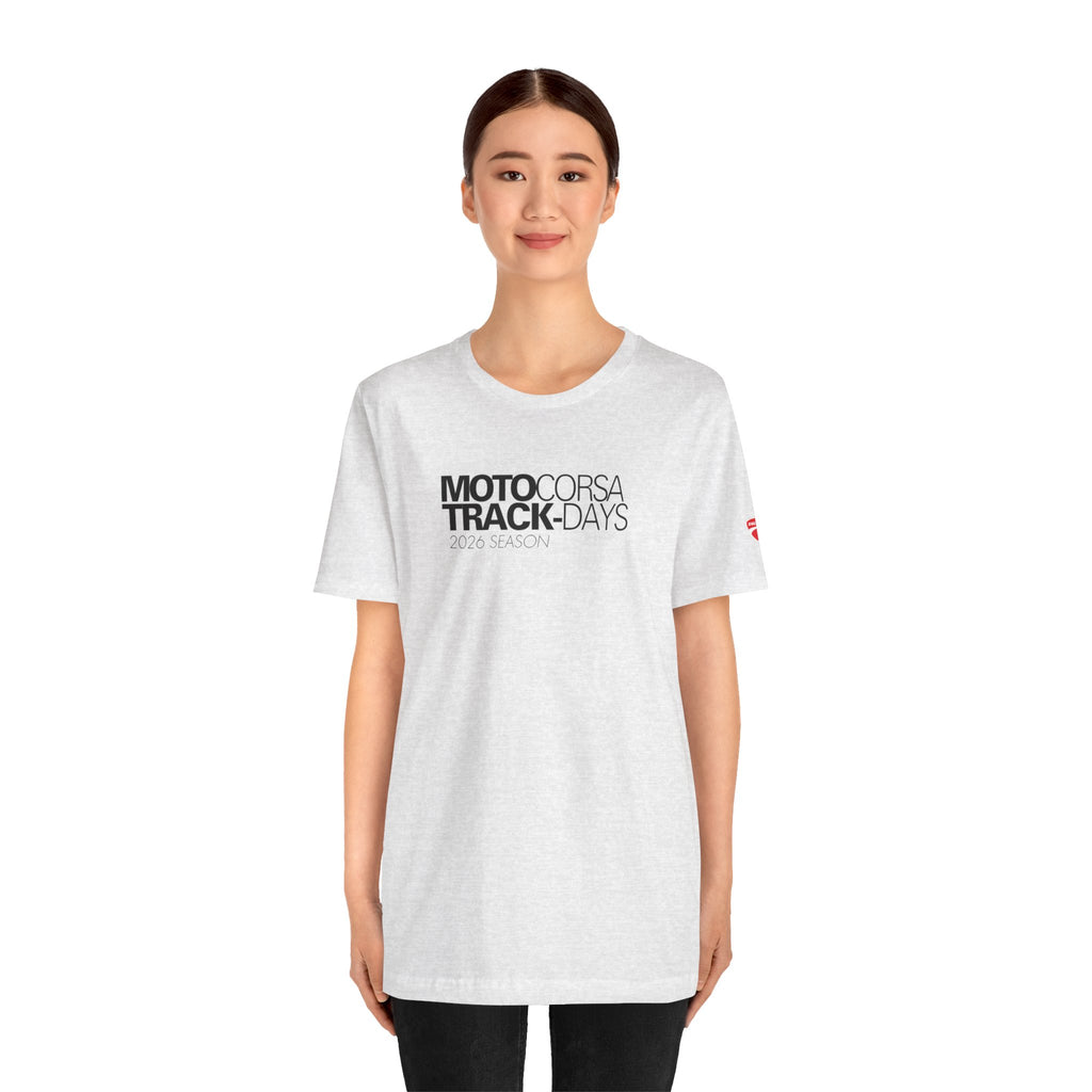 2026 MotoCorsa Track Days Tee — Black Lettering