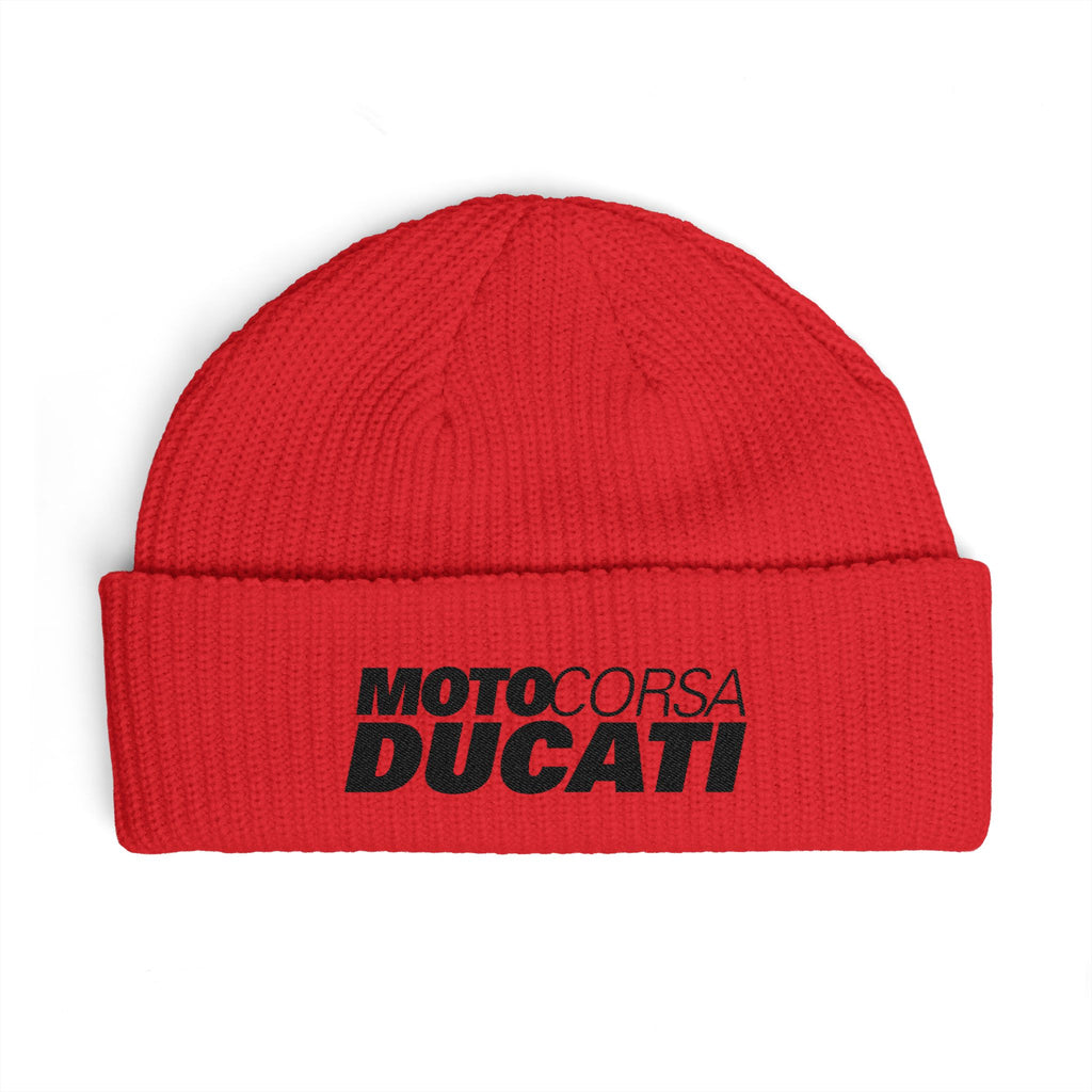 Ducati MotoCorsa Embroidered Cuff Beanie — Knit Winter Hat