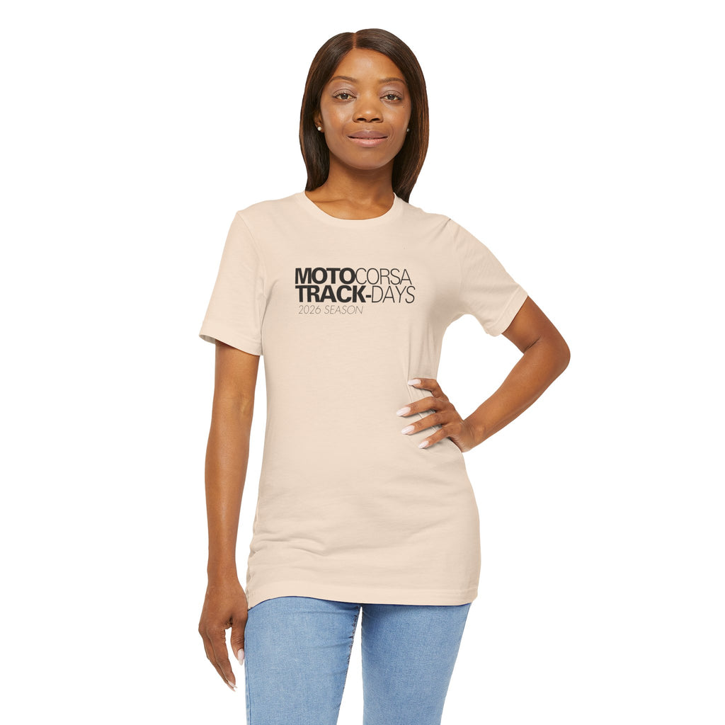 2026 MotoCorsa Track Days Tee — Black Lettering