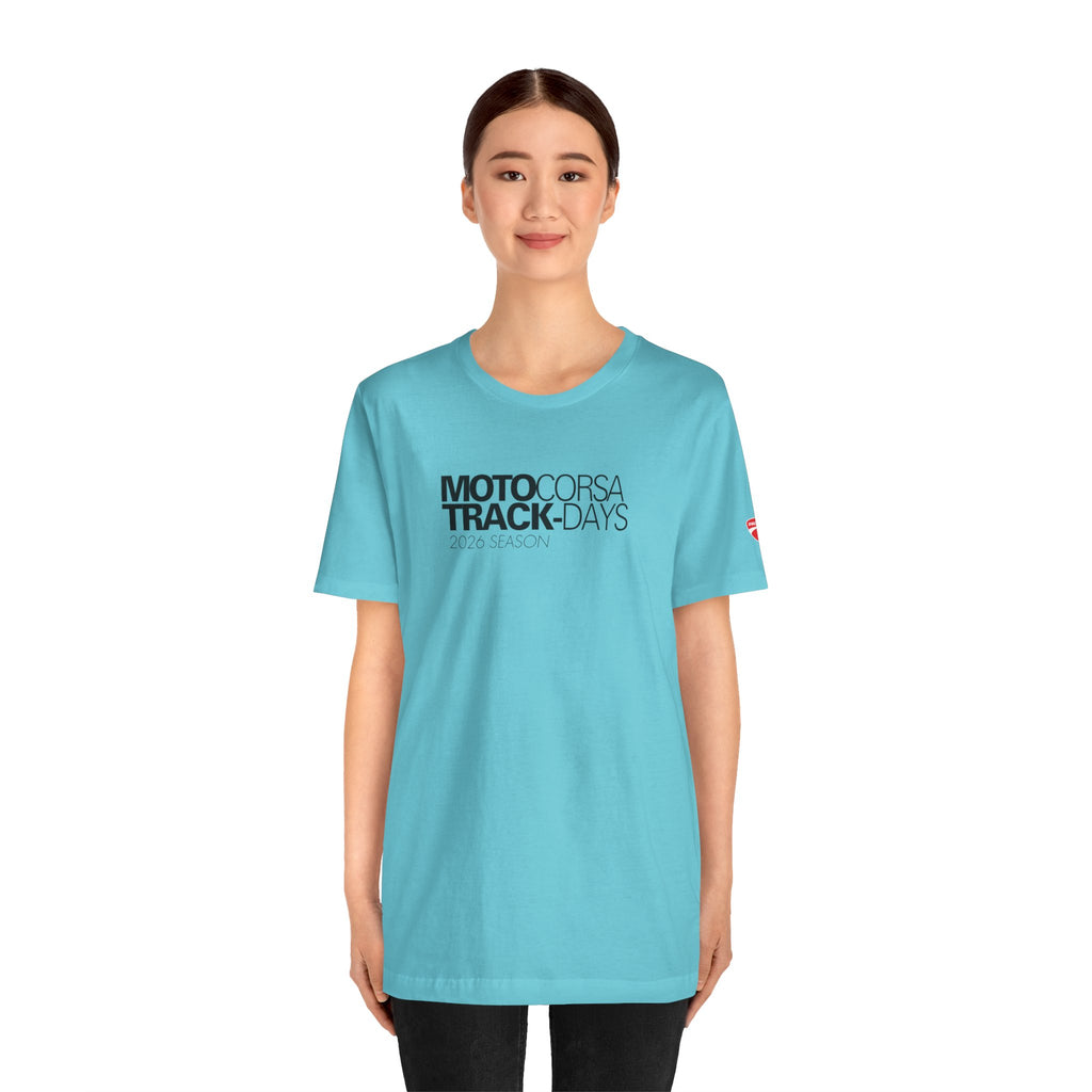 2026 MotoCorsa Track Days Tee — Black Lettering