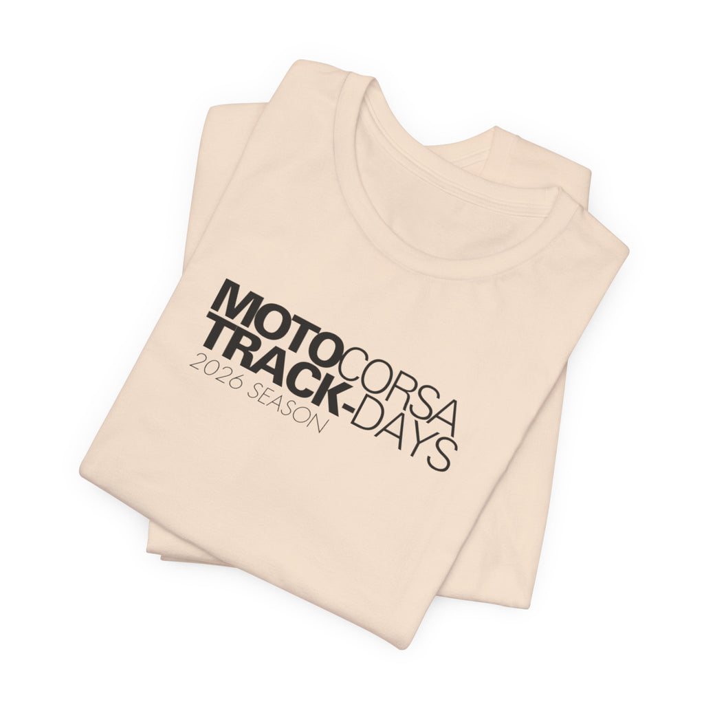 2026 MotoCorsa Track Days Tee — Black Lettering