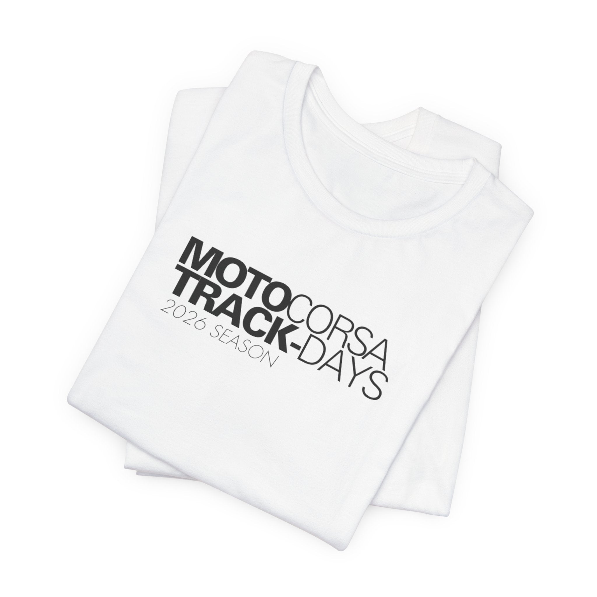 2026 MotoCorsa Track Days Tee — Black Lettering