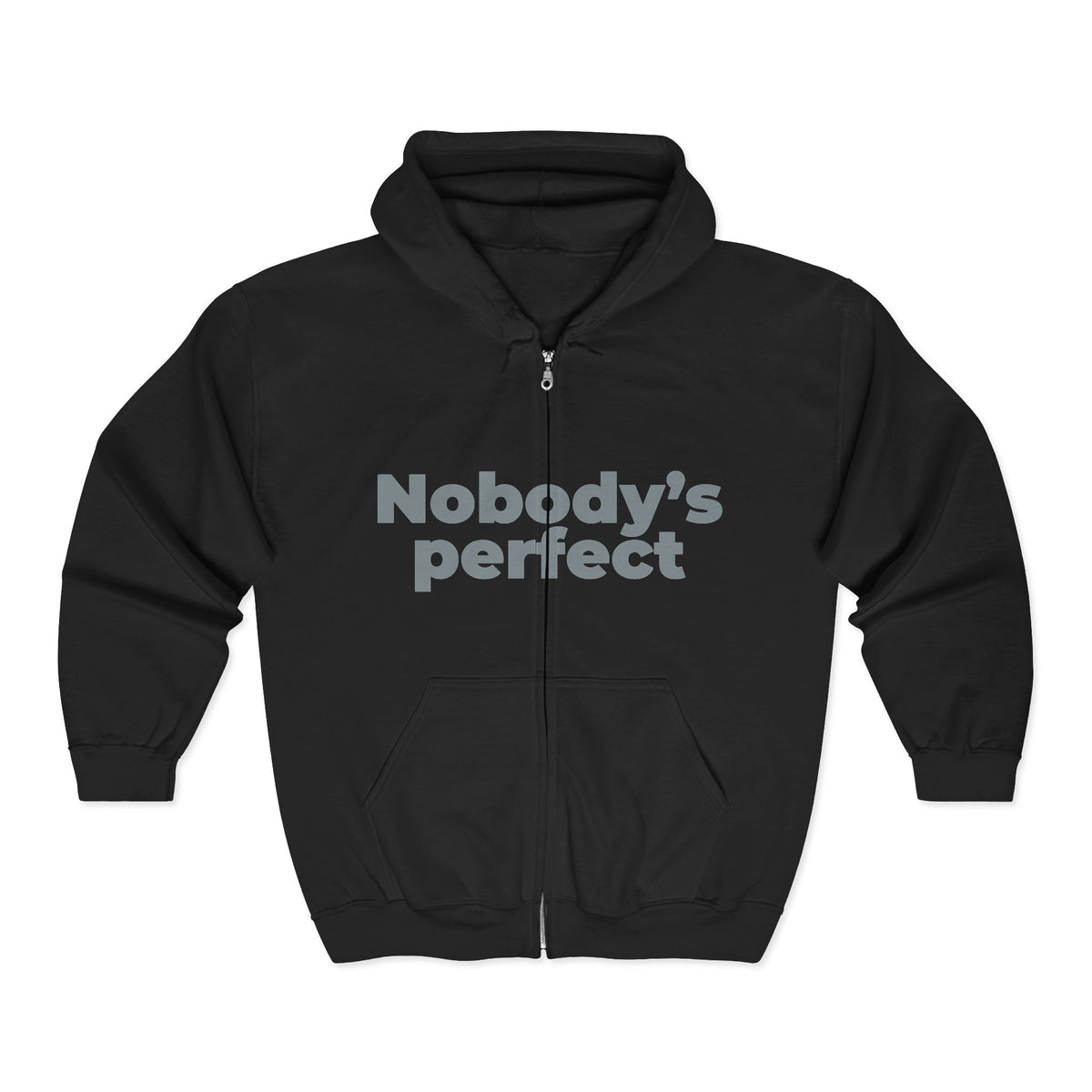 Full-Zip Hoodie “Nobody’s Perfect” — Vintage Style Zip-Up Sweatshirt