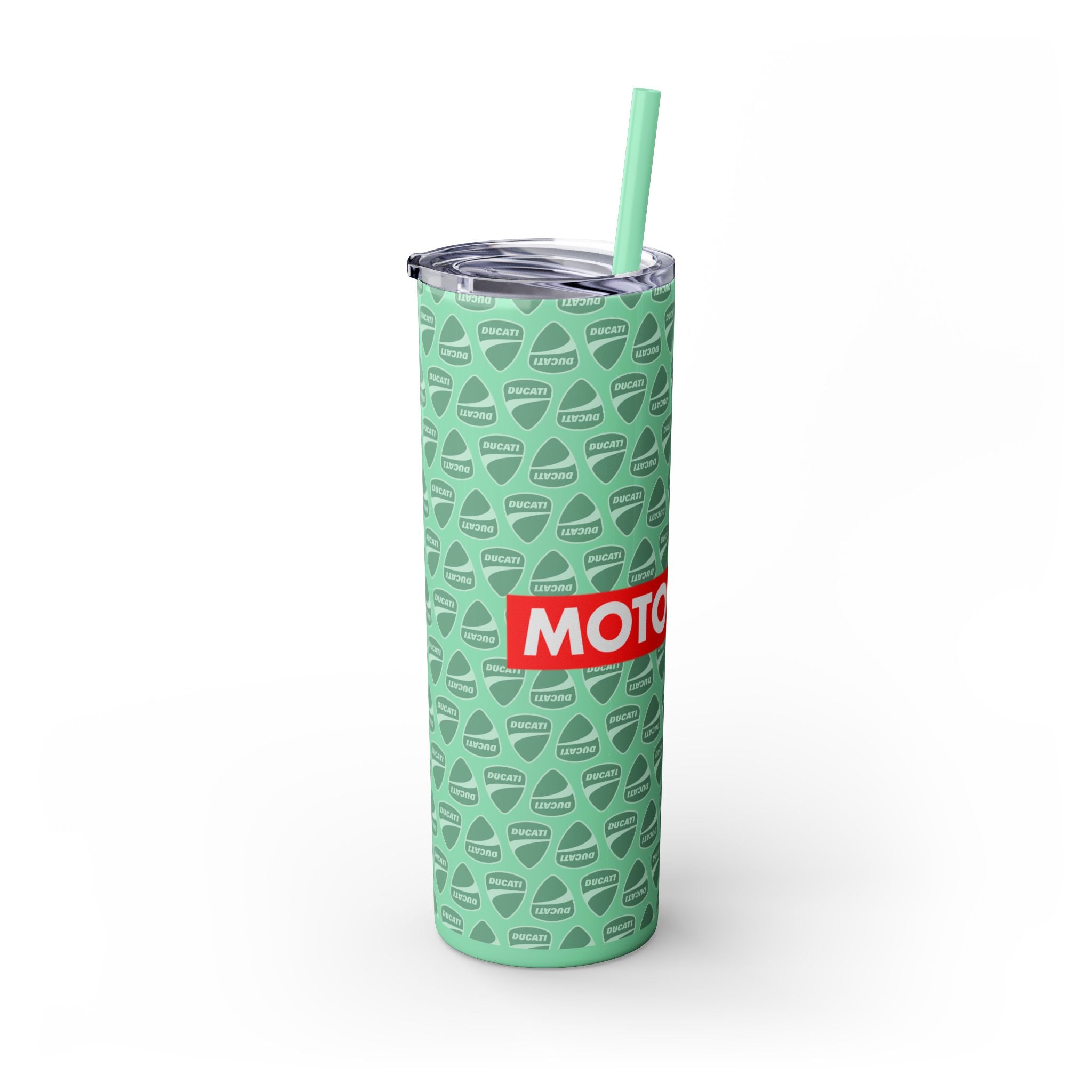 Skinny 20oz Tumbler with Straw — MotoCore Logo Pattern