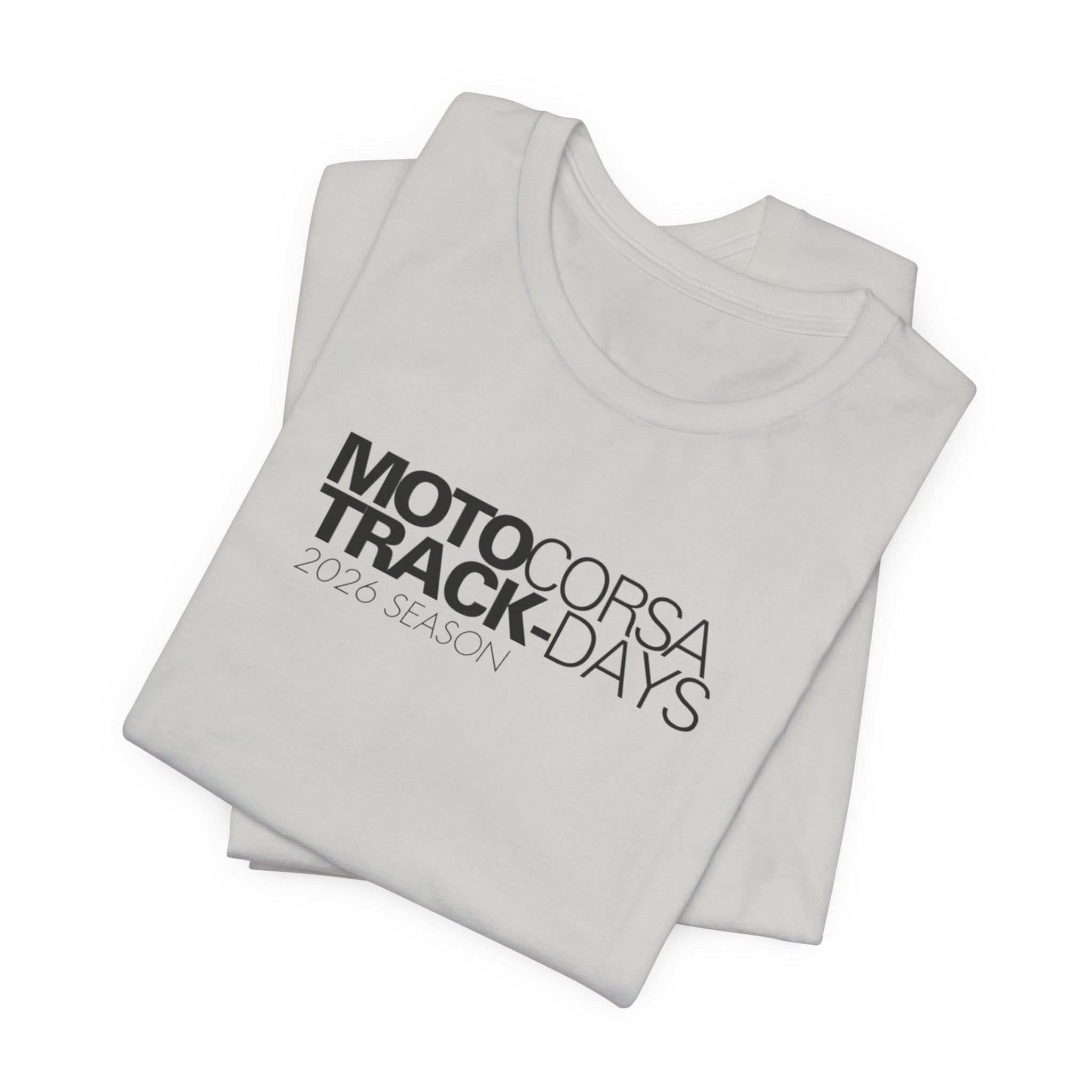 2026 MotoCorsa Track Days Tee — Black Lettering