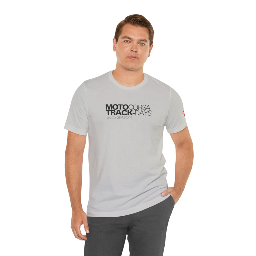 2026 MotoCorsa Track Days Tee — Black Lettering