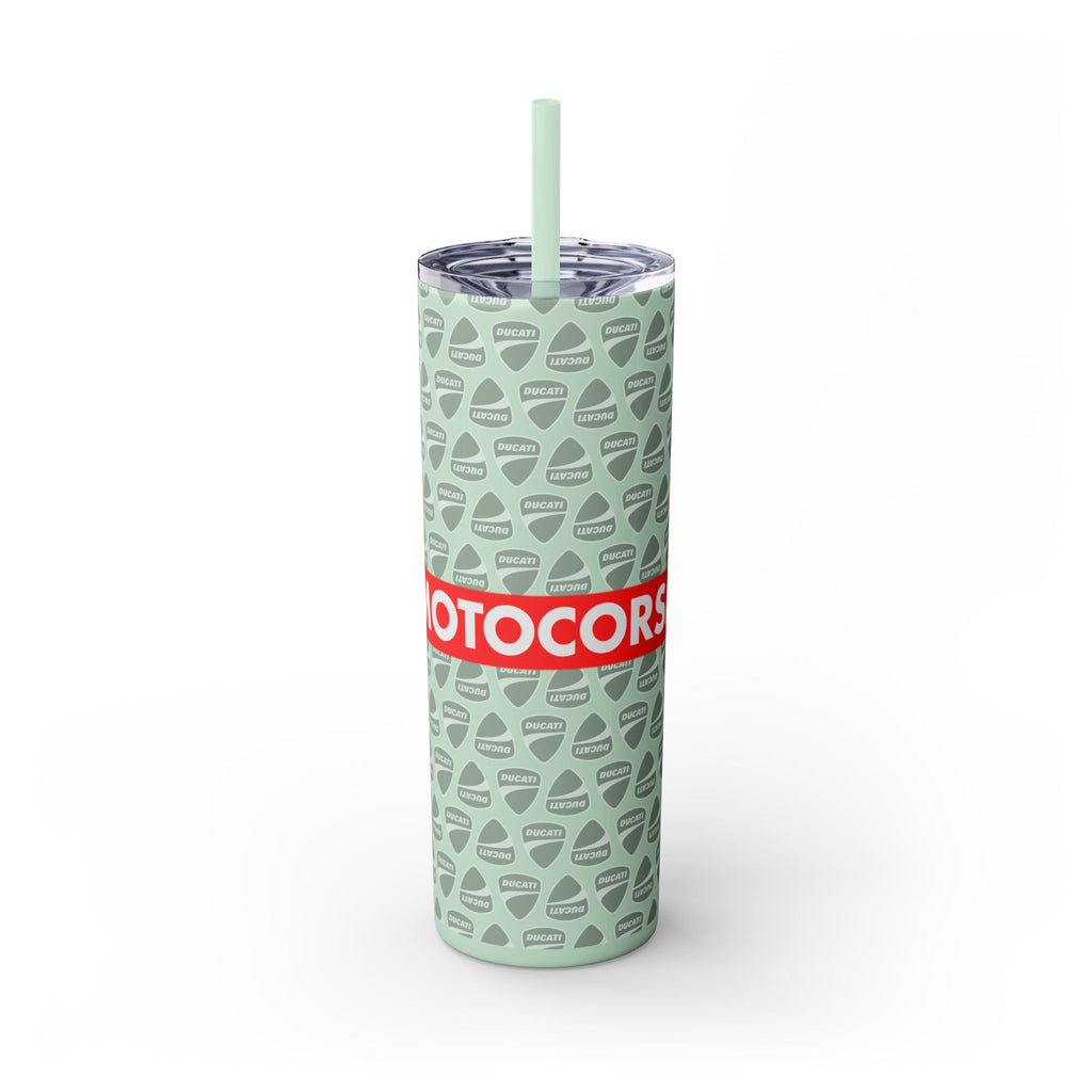 Skinny 20oz Tumbler with Straw — MotoCore Logo Pattern