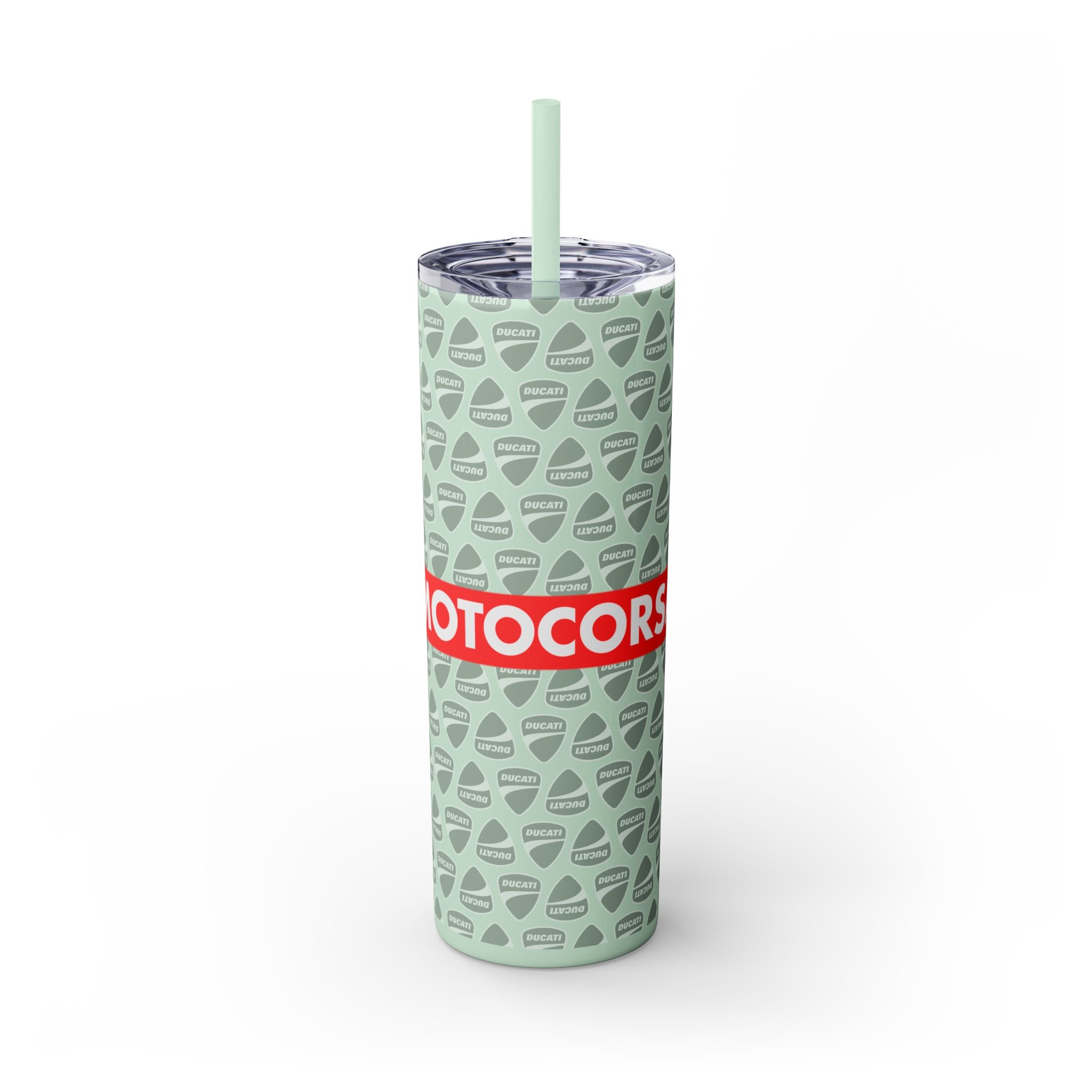 Skinny 20oz Tumbler with Straw — MotoCore Logo Pattern