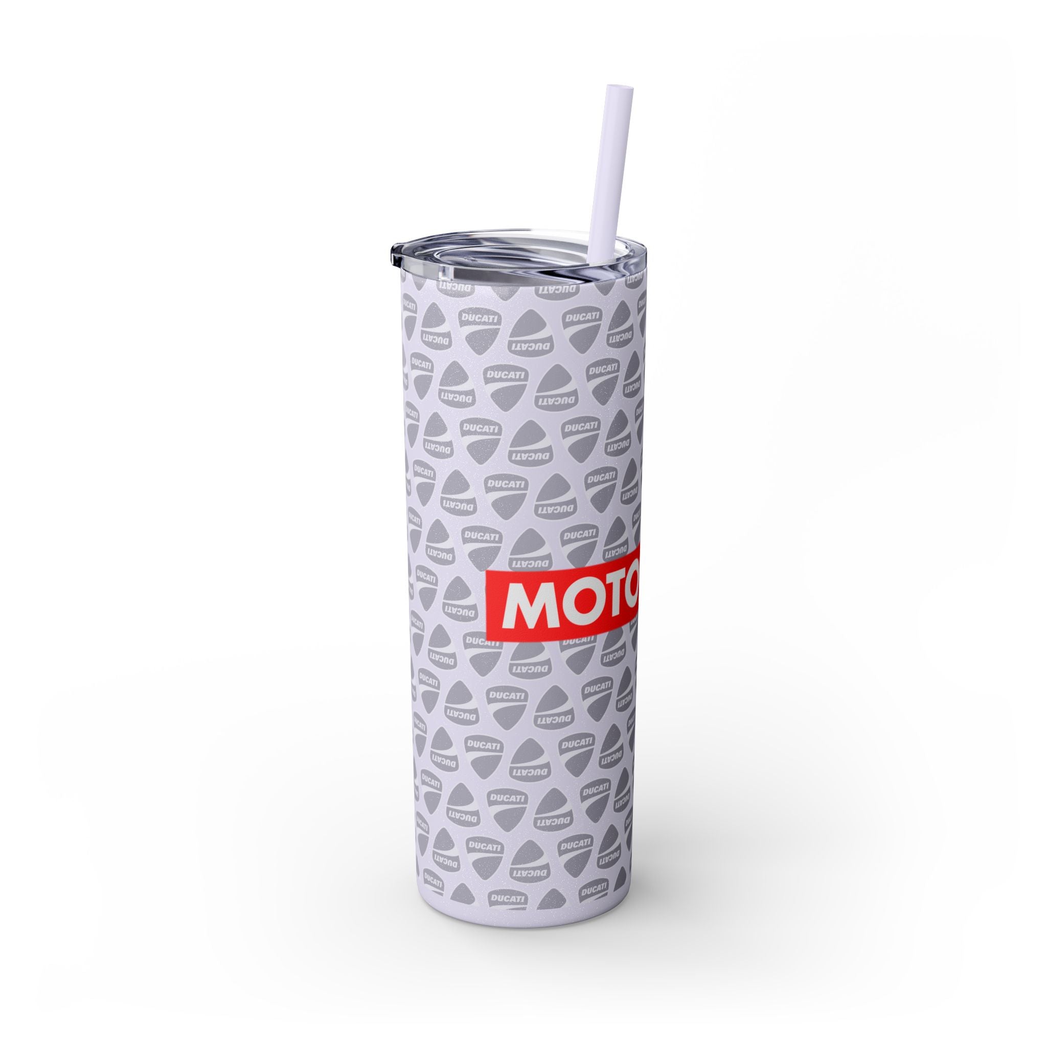 Skinny 20oz Tumbler with Straw — MotoCore Logo Pattern