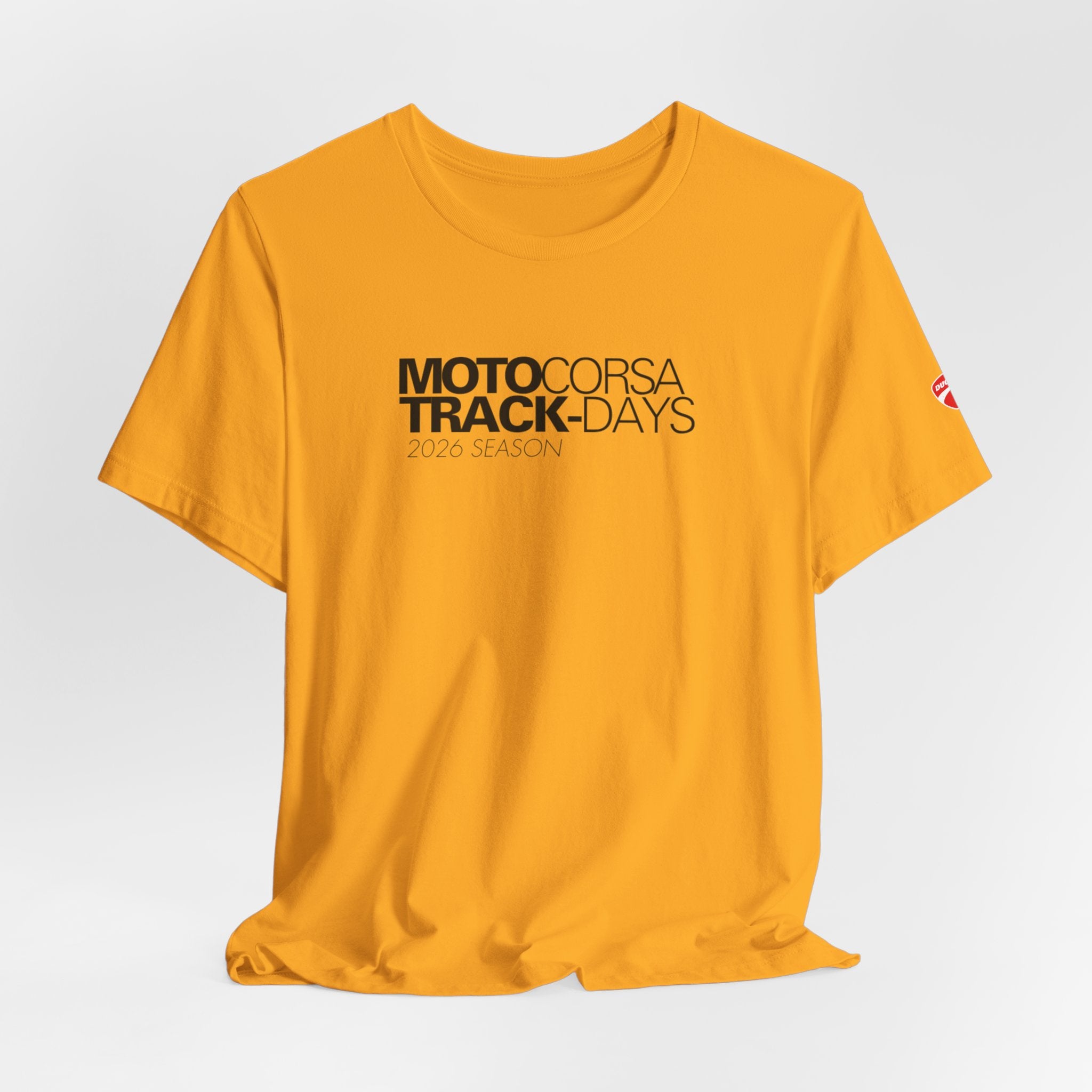 2026 MotoCorsa Track Days Tee — Black Lettering