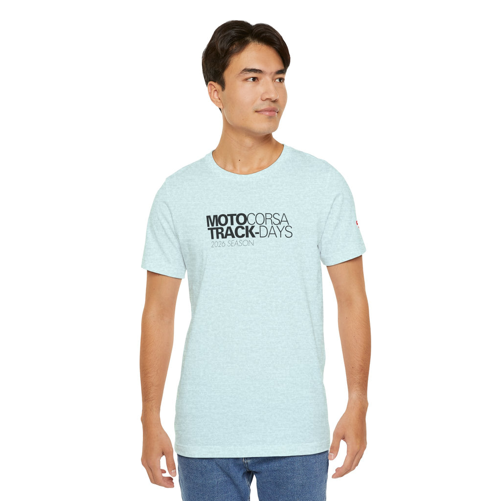 2026 MotoCorsa Track Days Tee — Black Lettering