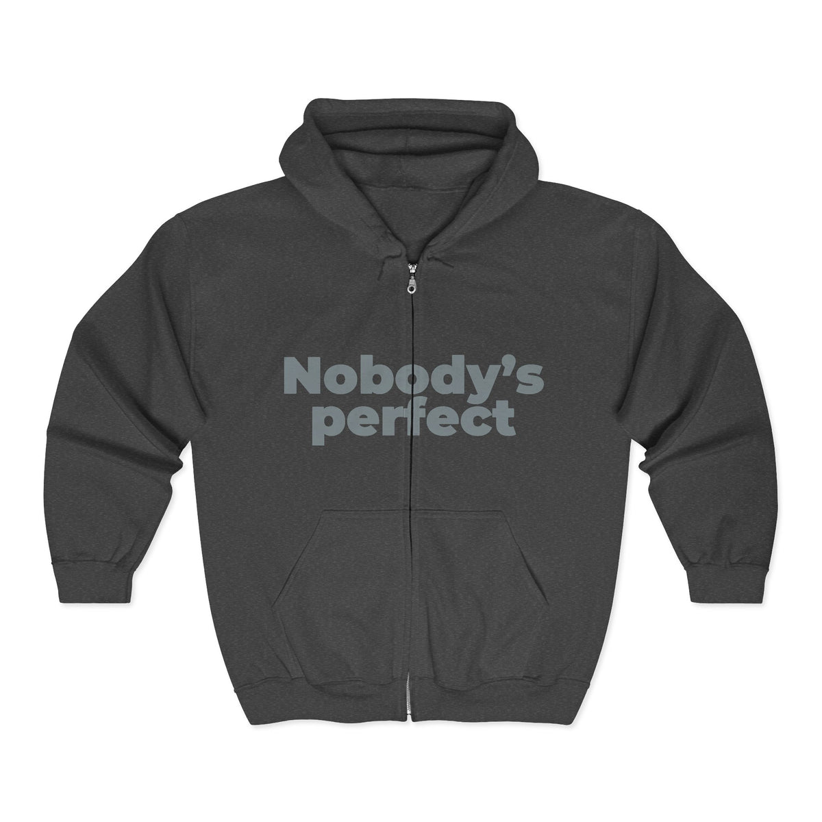 Full-Zip Hoodie “Nobody’s Perfect” — Vintage Style Zip-Up Sweatshirt
