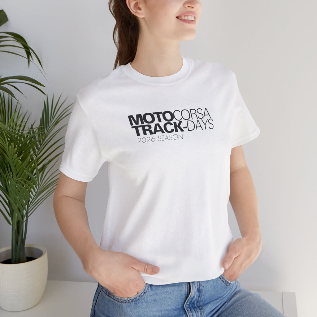 2026 MotoCorsa Track Days Tee — Black Lettering