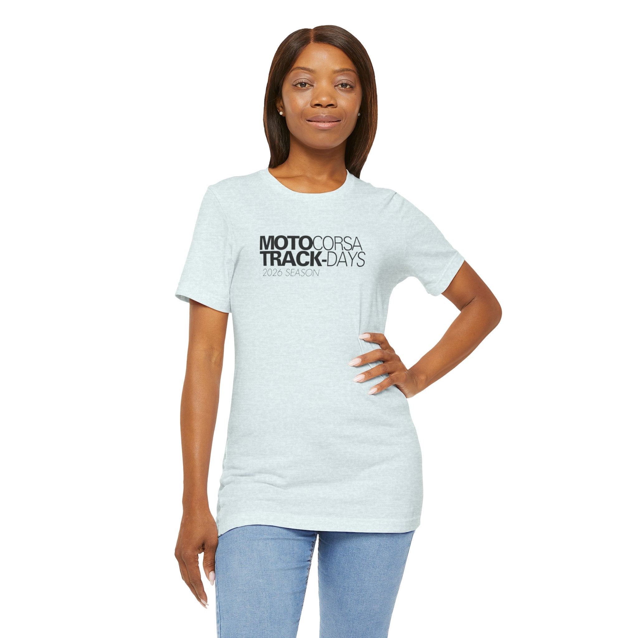 2026 MotoCorsa Track Days Tee — Black Lettering