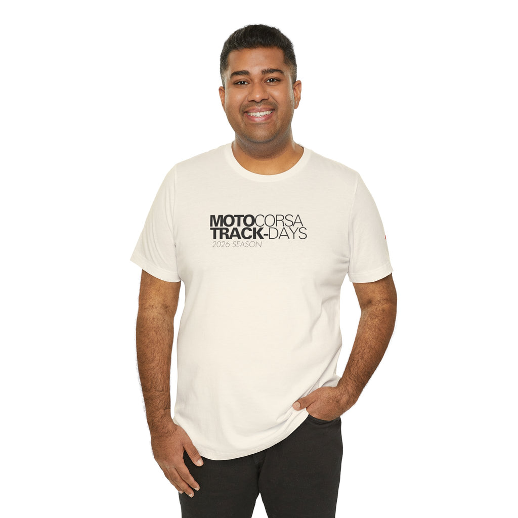 2026 MotoCorsa Track Days Tee — Black Lettering