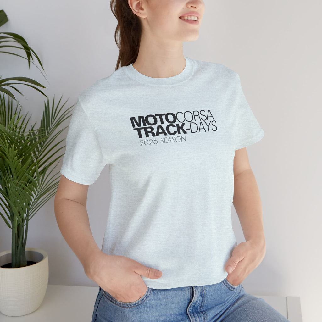 2026 MotoCorsa Track Days Tee — Black Lettering