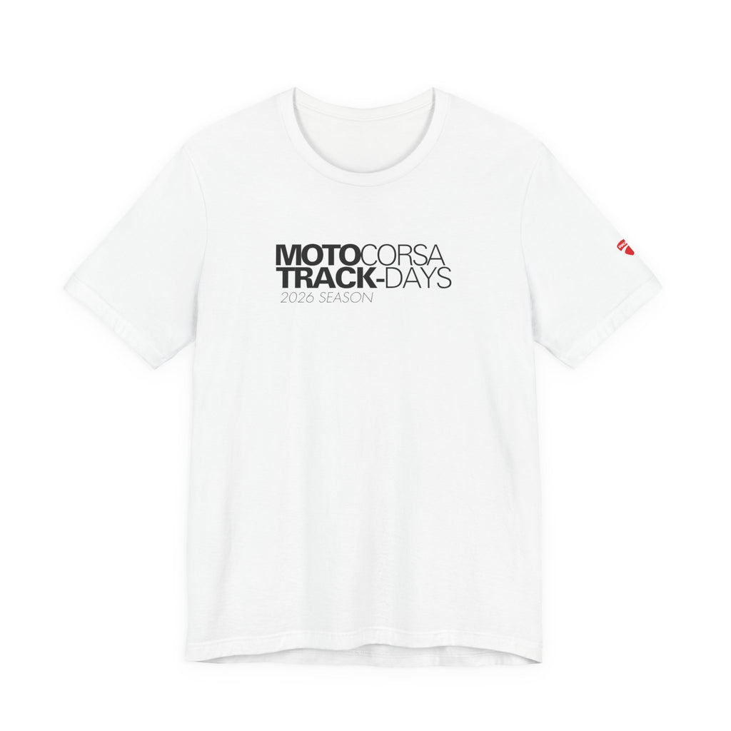 2026 MotoCorsa Track Days Tee — Black Lettering