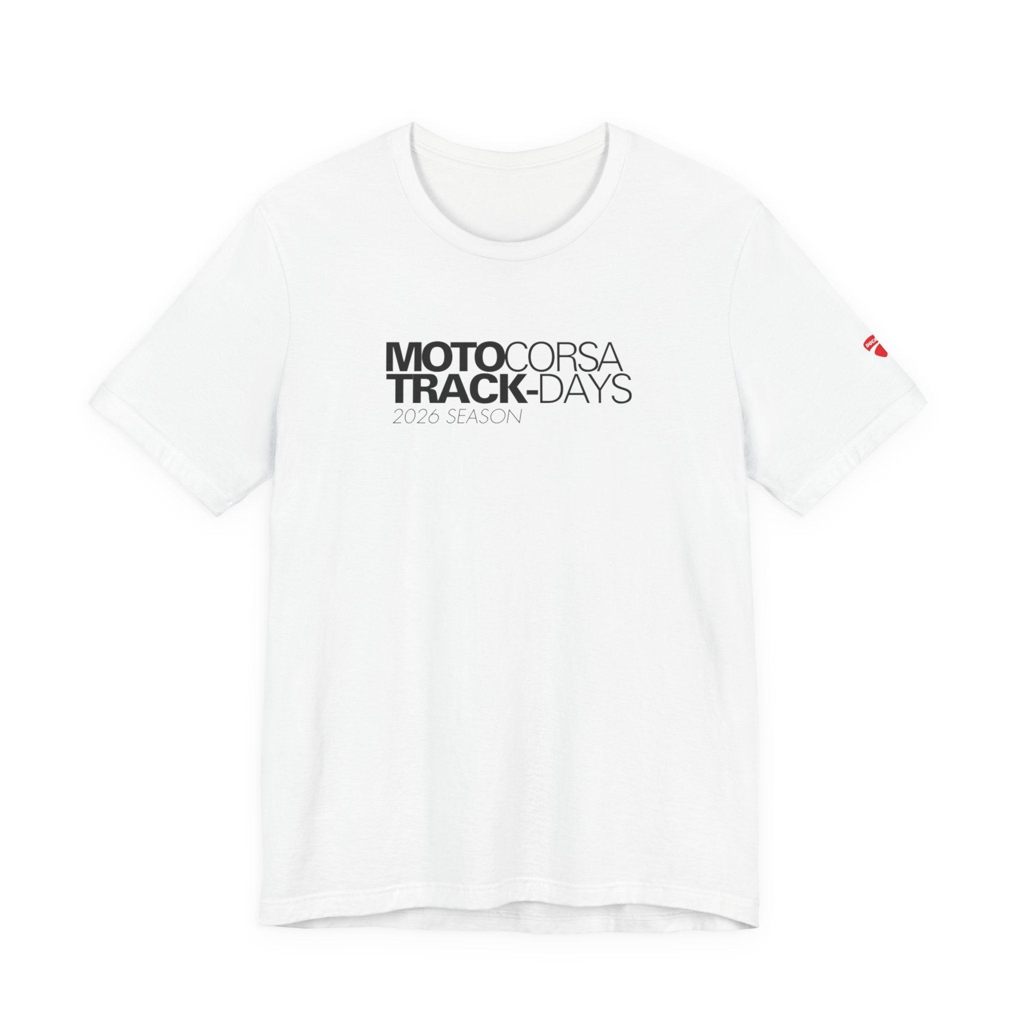 2026 MotoCorsa Track Days Tee — Black Lettering