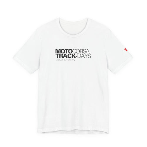 2026 MotoCorsa Track Days Tee — Black Lettering