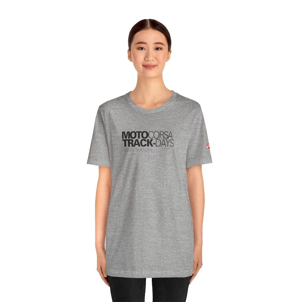 2026 MotoCorsa Track Days Tee — Black Lettering