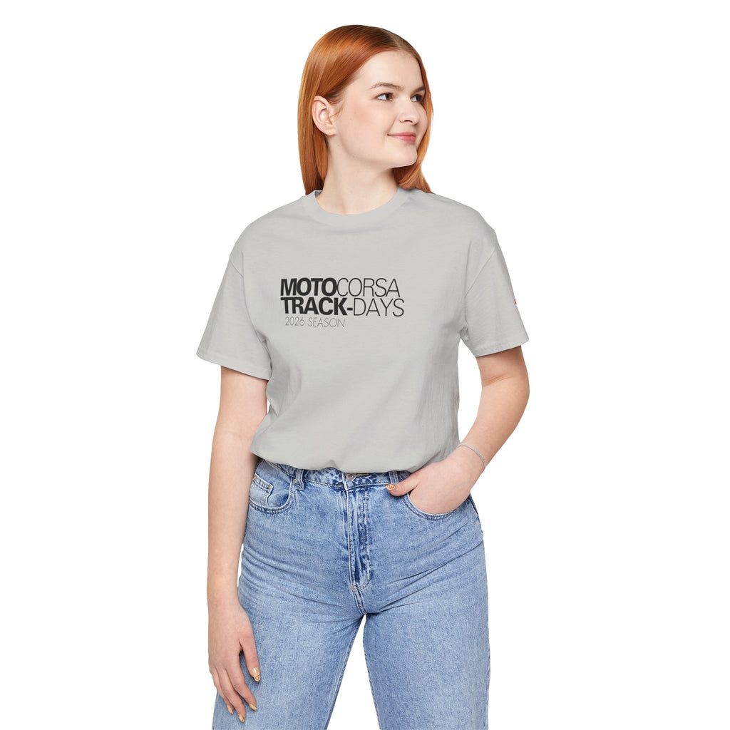 2026 MotoCorsa Track Days Tee — Black Lettering