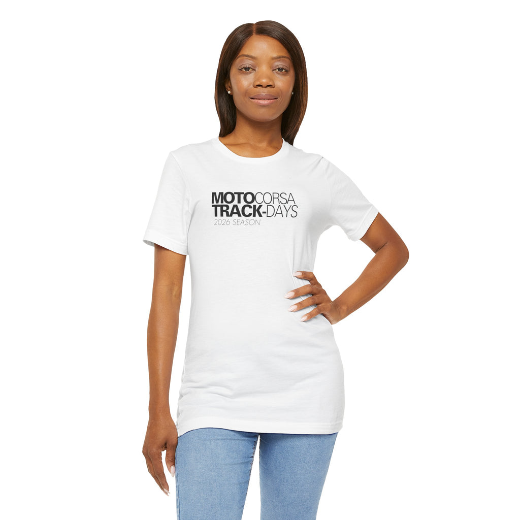 2026 MotoCorsa Track Days Tee — Black Lettering