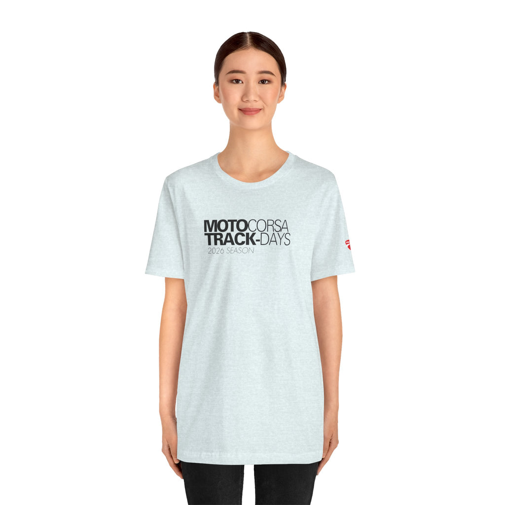 2026 MotoCorsa Track Days Tee — Black Lettering