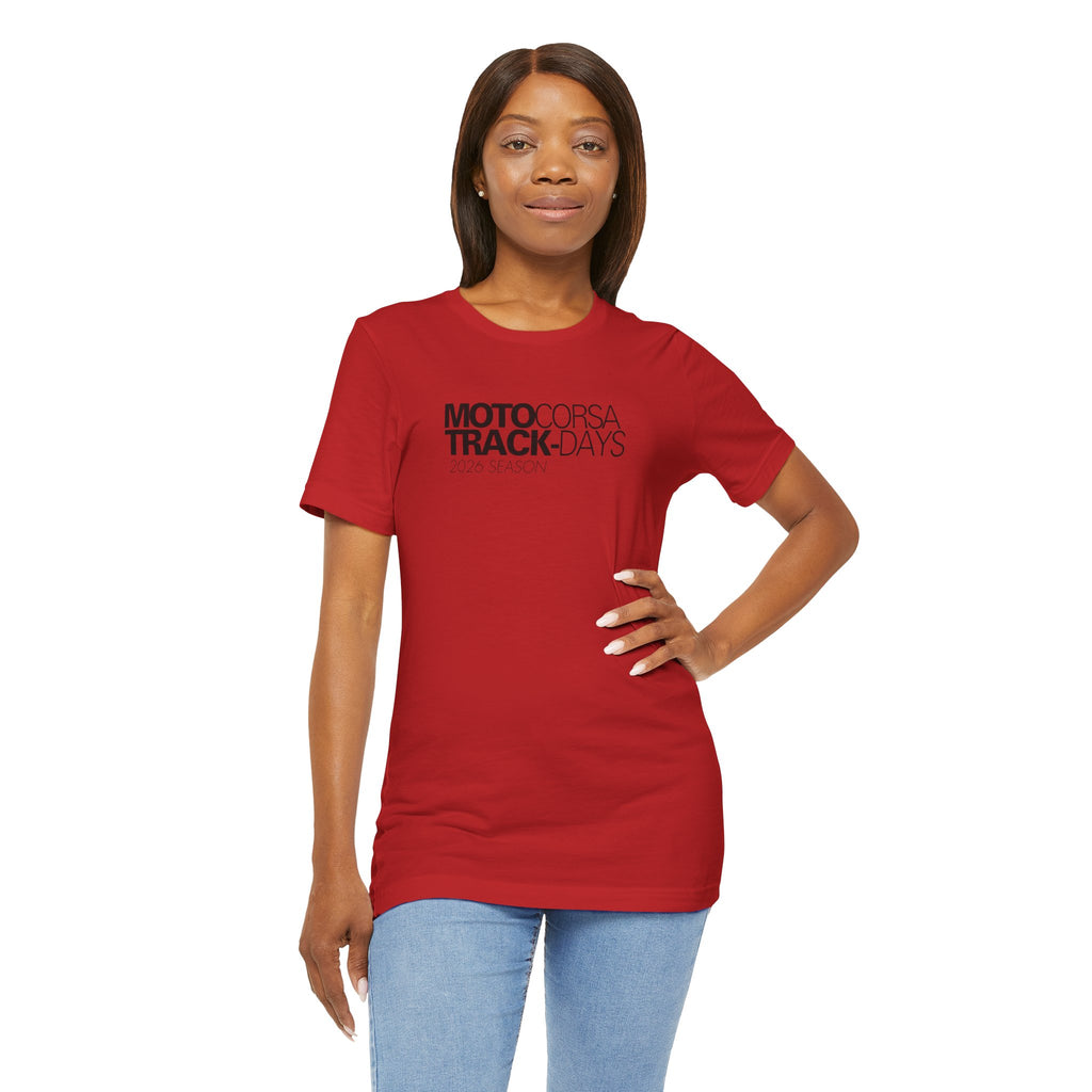 2026 MotoCorsa Track Days Tee — Black Lettering
