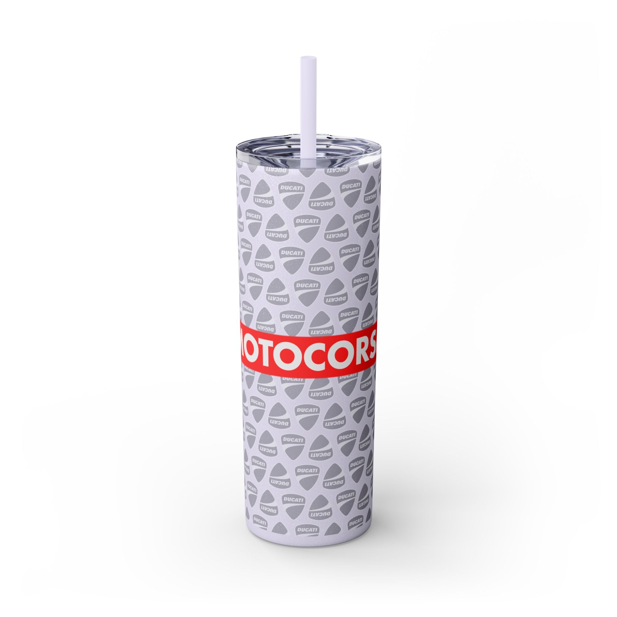 Skinny 20oz Tumbler with Straw — MotoCore Logo Pattern