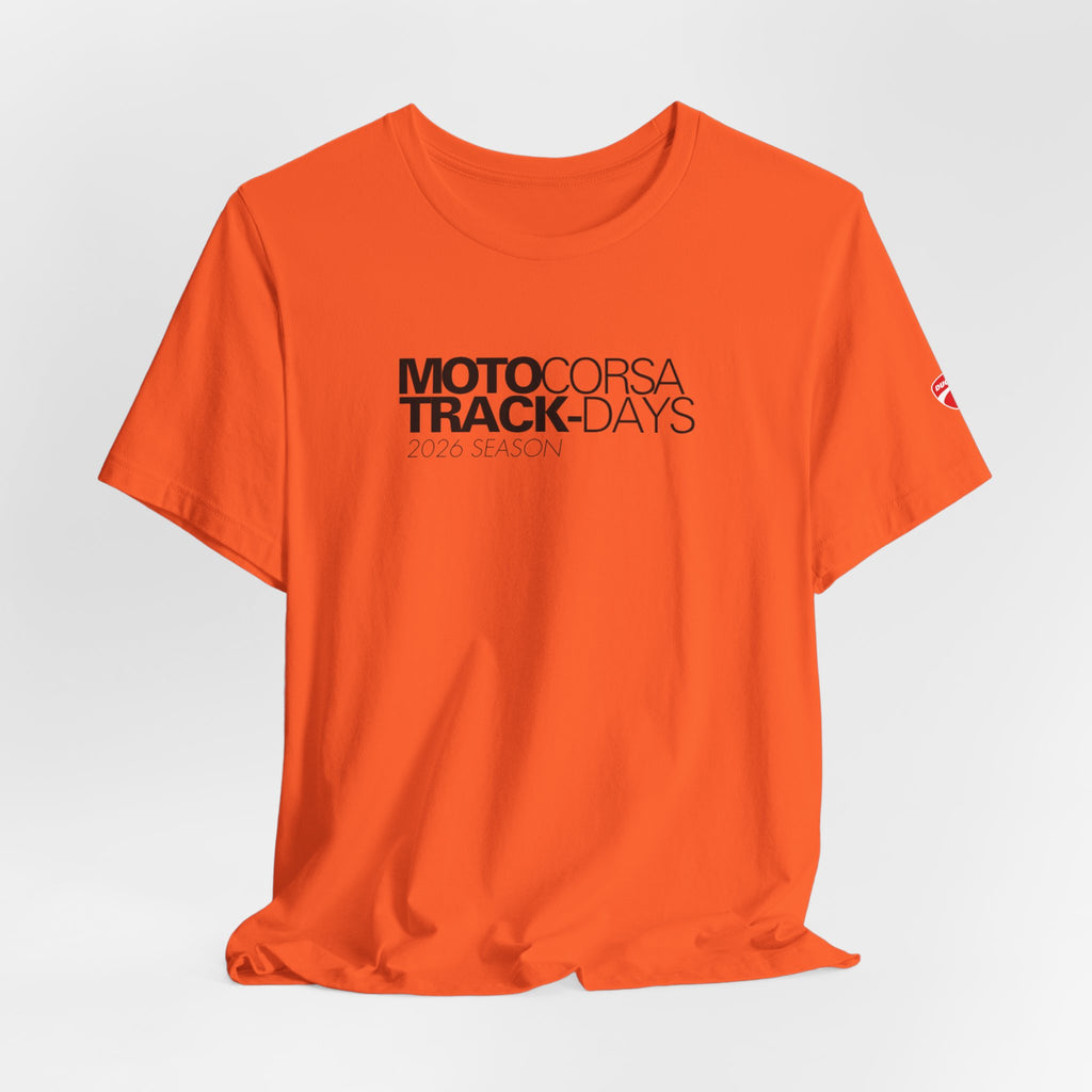 2026 MotoCorsa Track Days Tee — Black Lettering