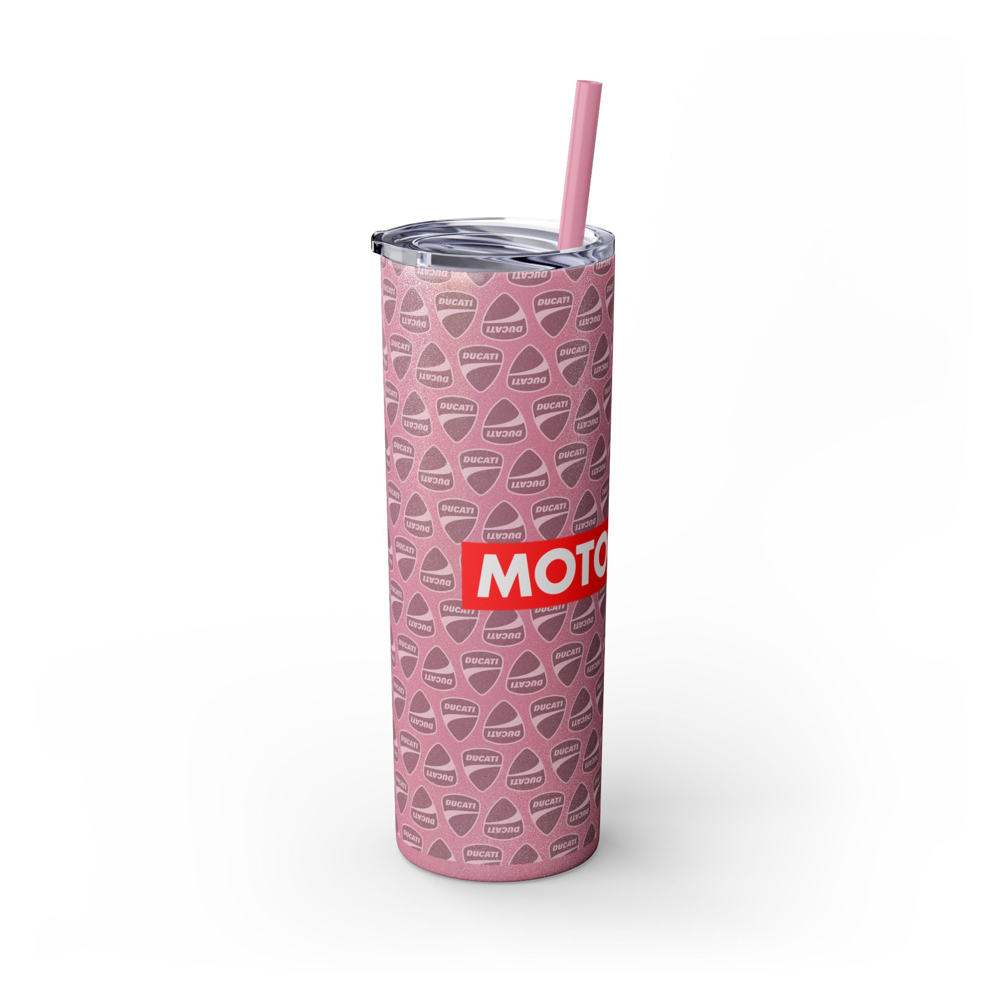 Skinny 20oz Tumbler with Straw — MotoCore Logo Pattern