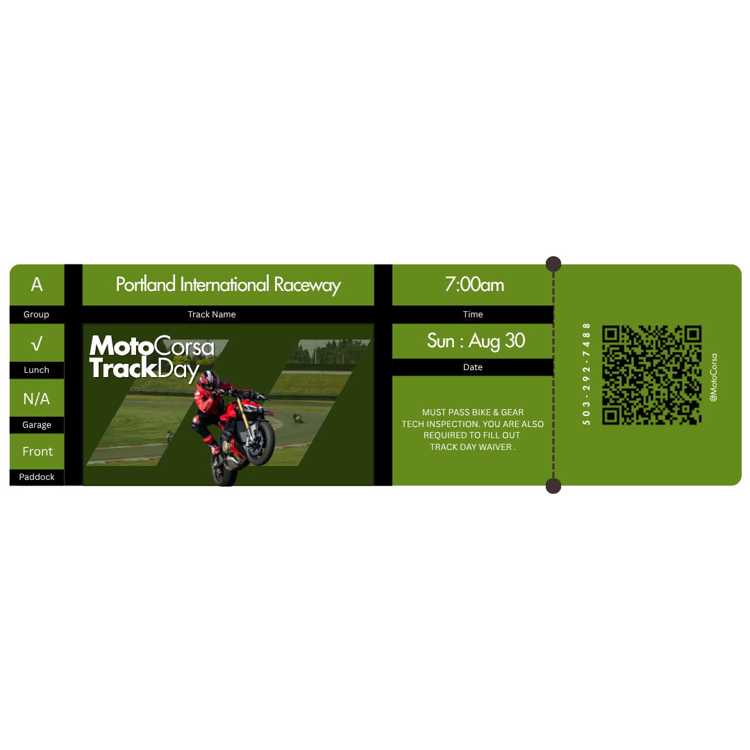 Track Day : Aug 30 2026 : Portland International Raceway